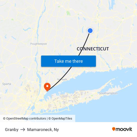 Granby to Mamaroneck, Ny map