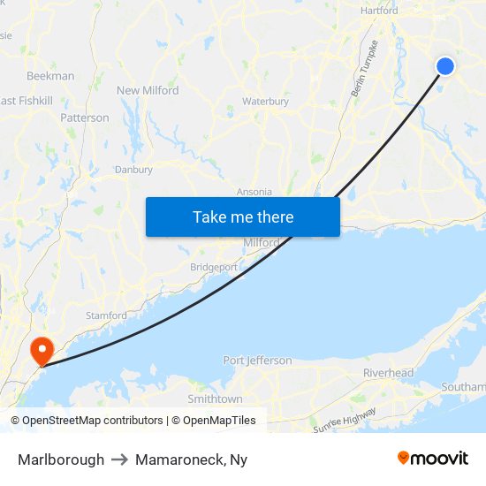 Marlborough to Mamaroneck, Ny map