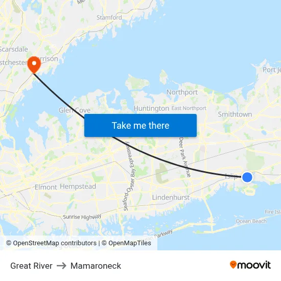 Great River to Mamaroneck map