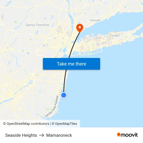 Seaside Heights to Mamaroneck map