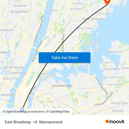 East Broadway to Mamaroneck map
