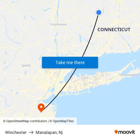 Winchester to Manalapan, Nj map