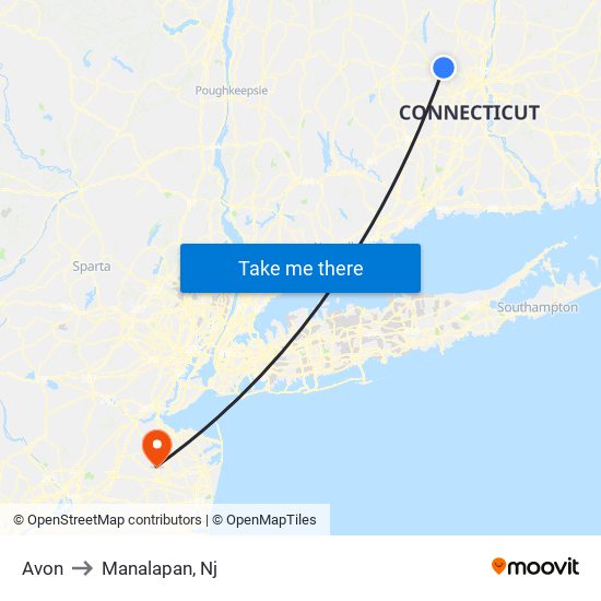 Avon to Manalapan, Nj map