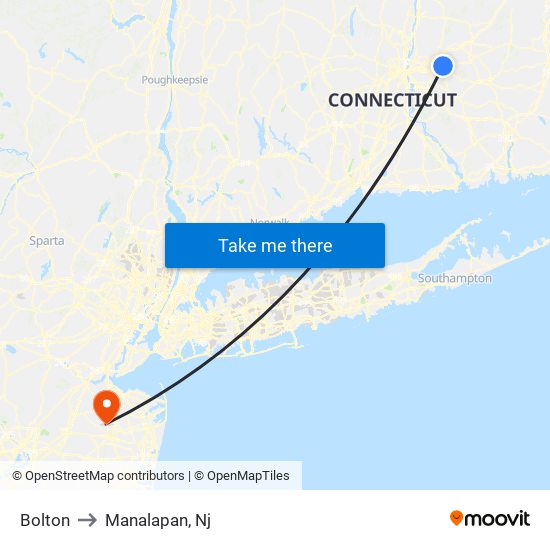 Bolton to Manalapan, Nj map