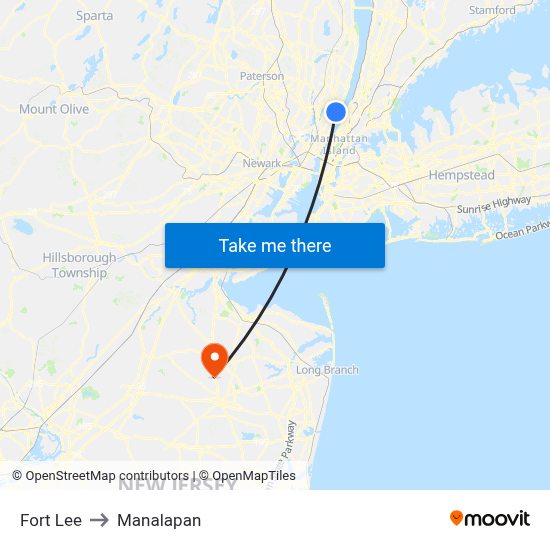 Fort Lee, Nj to Manalapan, Nj with public transportation