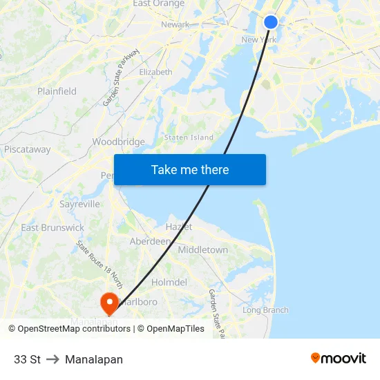 33 St to Manalapan map