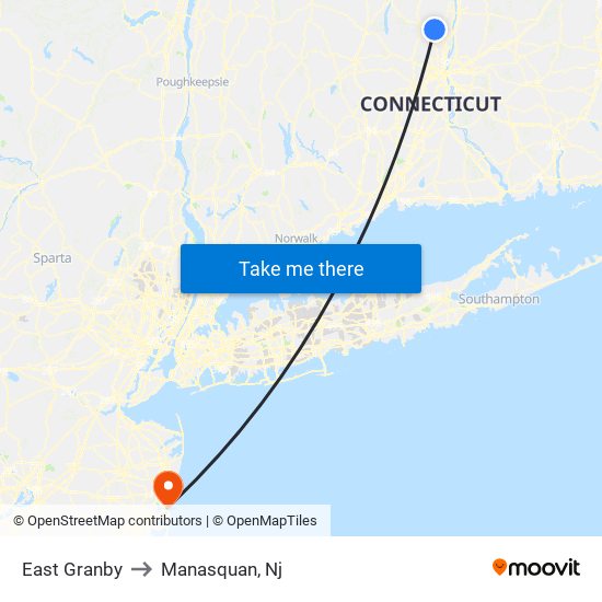 East Granby to Manasquan, Nj map