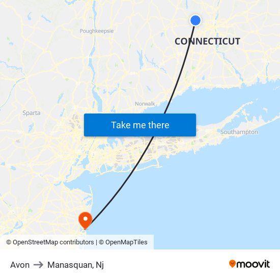 Avon to Manasquan, Nj map