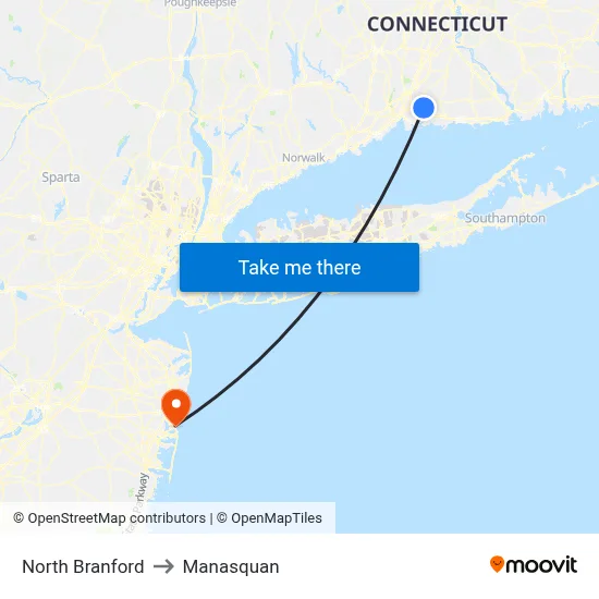 North Branford to Manasquan map