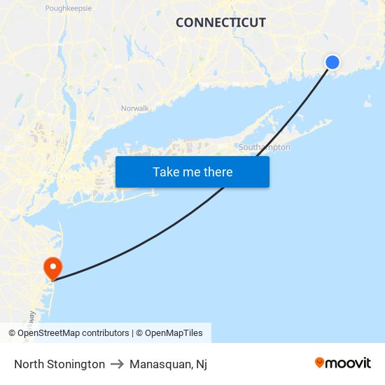 North Stonington to Manasquan, Nj map