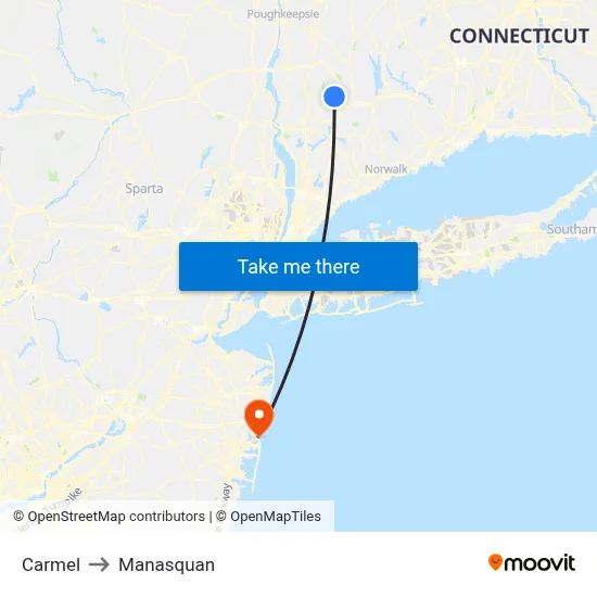 Carmel to Manasquan map