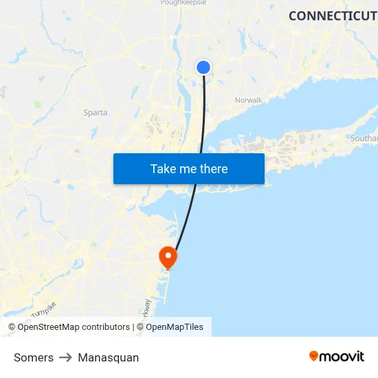 Somers to Manasquan map