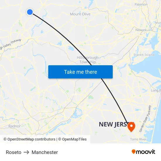 Roseto to Manchester map