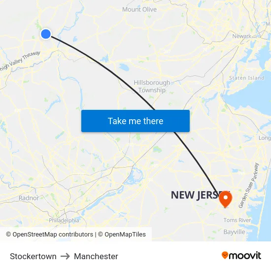 Stockertown to Manchester map