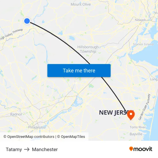 Tatamy to Manchester map
