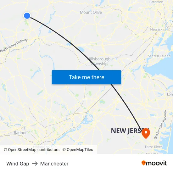Wind Gap to Manchester map