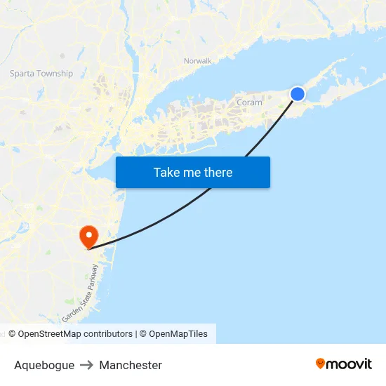 Aquebogue to Manchester map