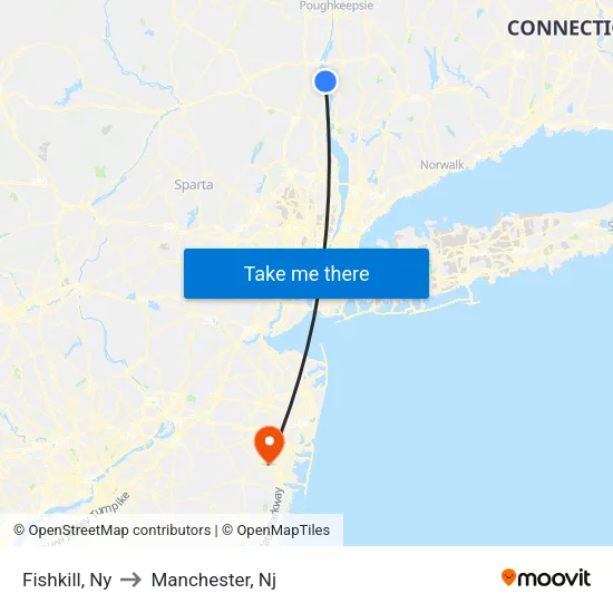 Fishkill to Manchester, Nj map
