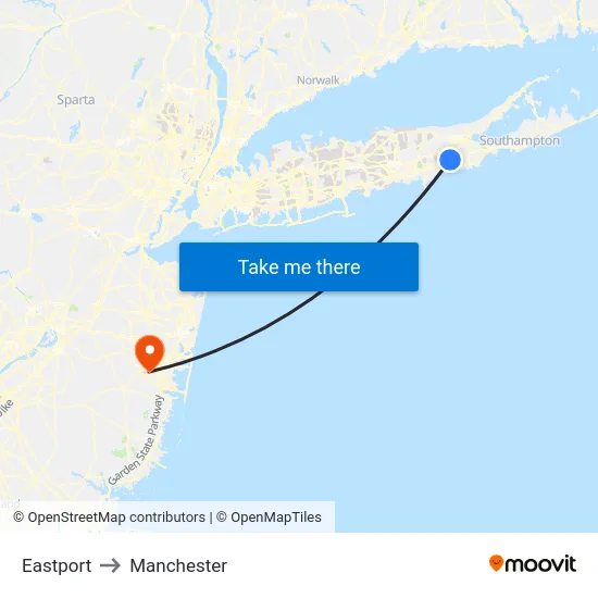 Eastport to Manchester map