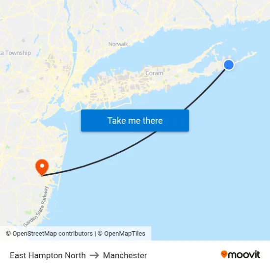 East Hampton North to Manchester map