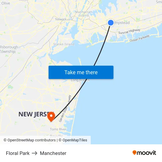 Floral Park to Manchester map