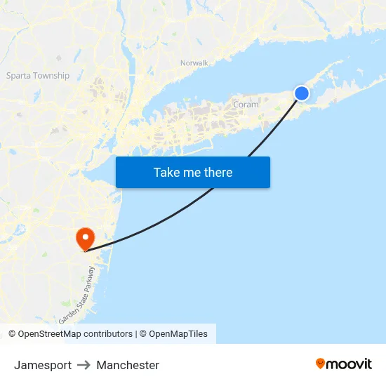Jamesport to Manchester map