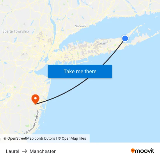 Laurel to Manchester map