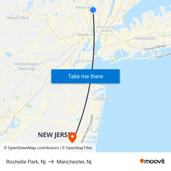 Rochelle Park to Manchester, Nj map