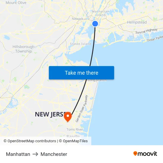 Manhattan to Manchester map