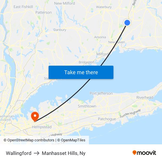 Wallingford to Manhasset Hills, Ny map