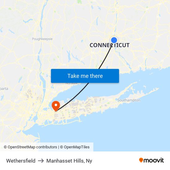 Wethersfield to Manhasset Hills, Ny map