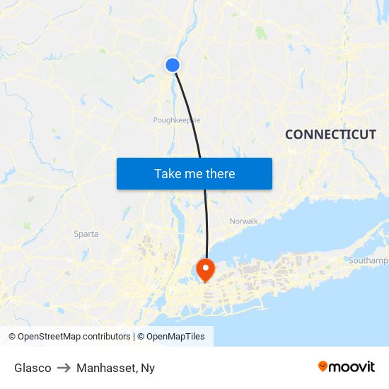 Glasco to Manhasset, Ny map