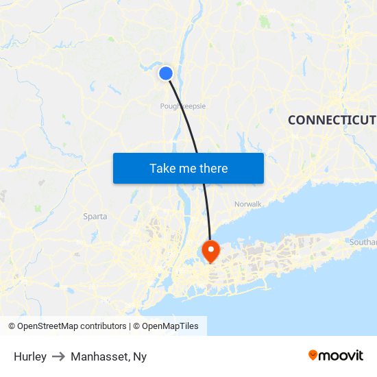 Hurley to Manhasset, Ny map