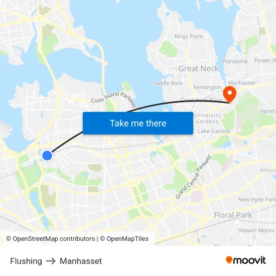 Flushing to Manhasset map