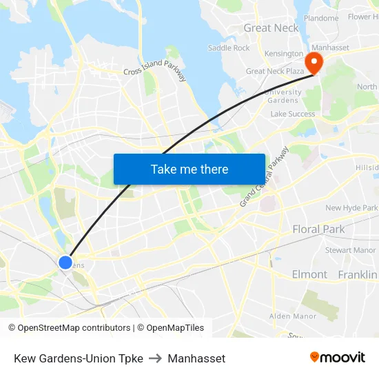 Kew Gardens-Union Tpke to Manhasset map