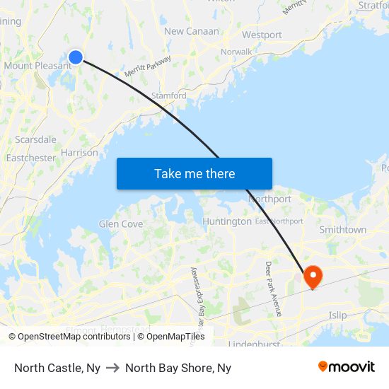 North Castle, Ny to North Bay Shore, Ny map