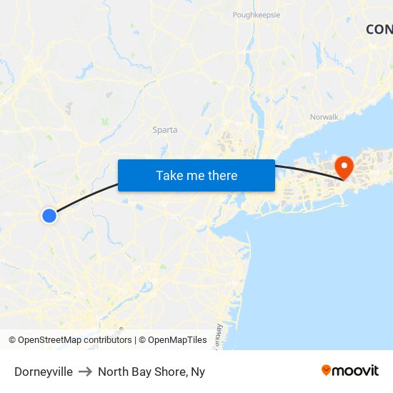 Dorneyville to North Bay Shore, Ny map