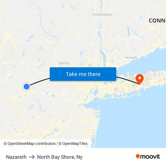 Nazareth to North Bay Shore, Ny map