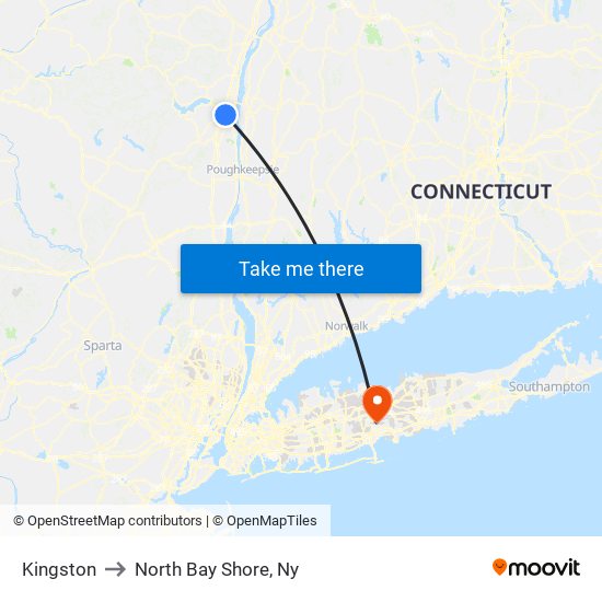 Kingston to North Bay Shore, Ny map