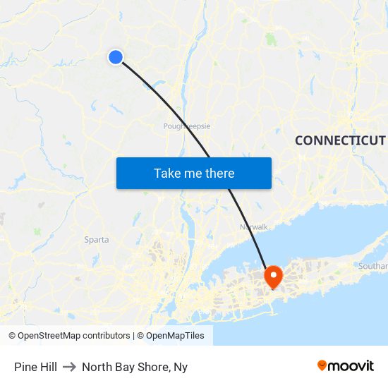 Pine Hill to North Bay Shore, Ny map