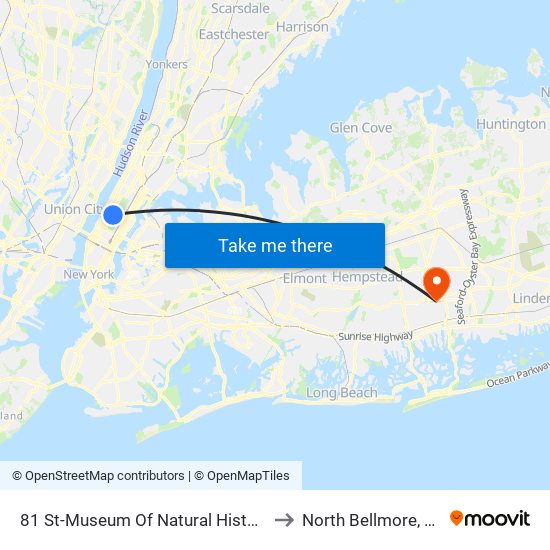 81 St-Museum Of Natural History to North Bellmore, Ny map