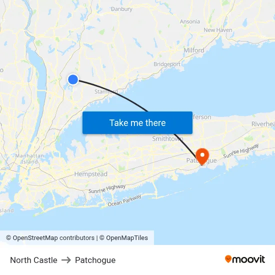 North Castle to Patchogue map