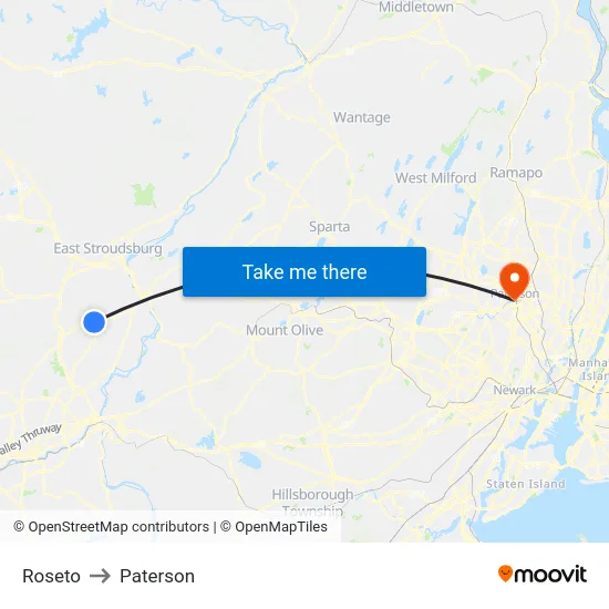 Roseto to Paterson map