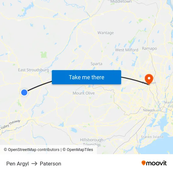 Pen Argyl to Paterson map
