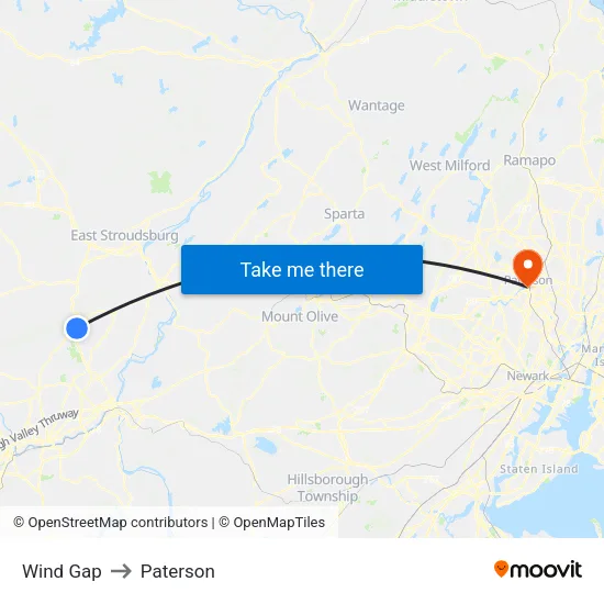 Wind Gap to Paterson map