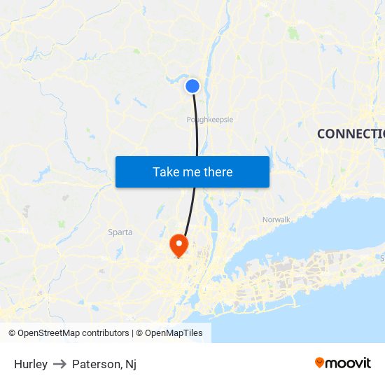 Hurley to Paterson, Nj map