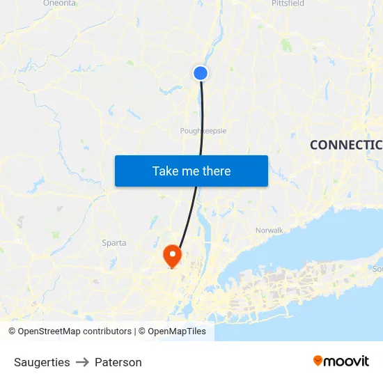 Saugerties to Paterson map