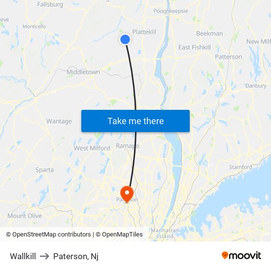 Wallkill to Paterson, Nj map