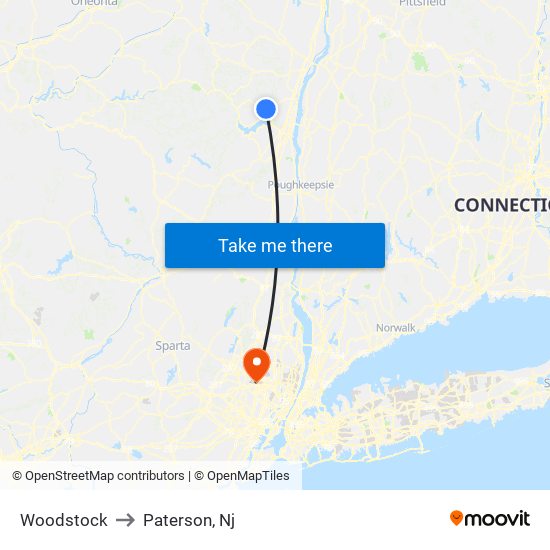 Woodstock to Paterson, Nj map