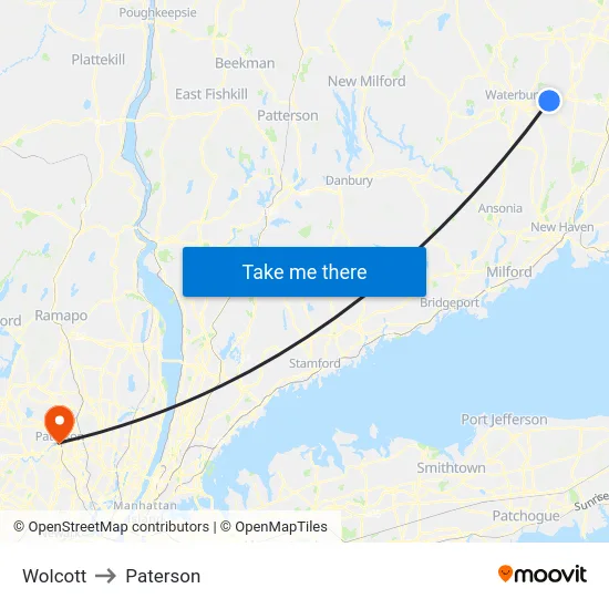Wolcott to Paterson map